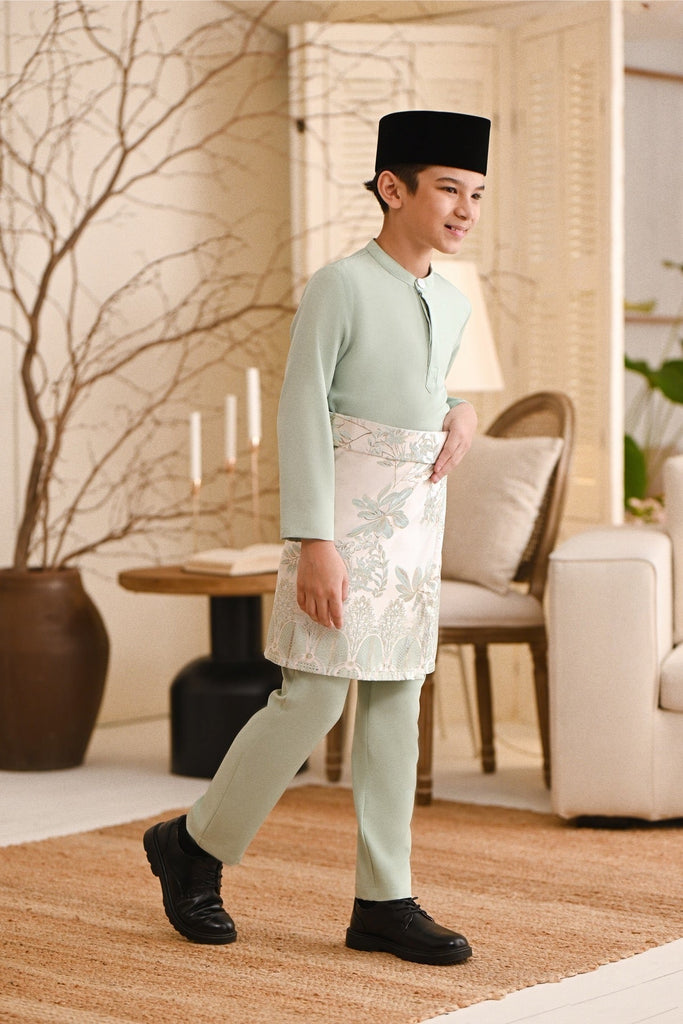 Baju Melayu Kids Light Bespoke Fit - Fog Green