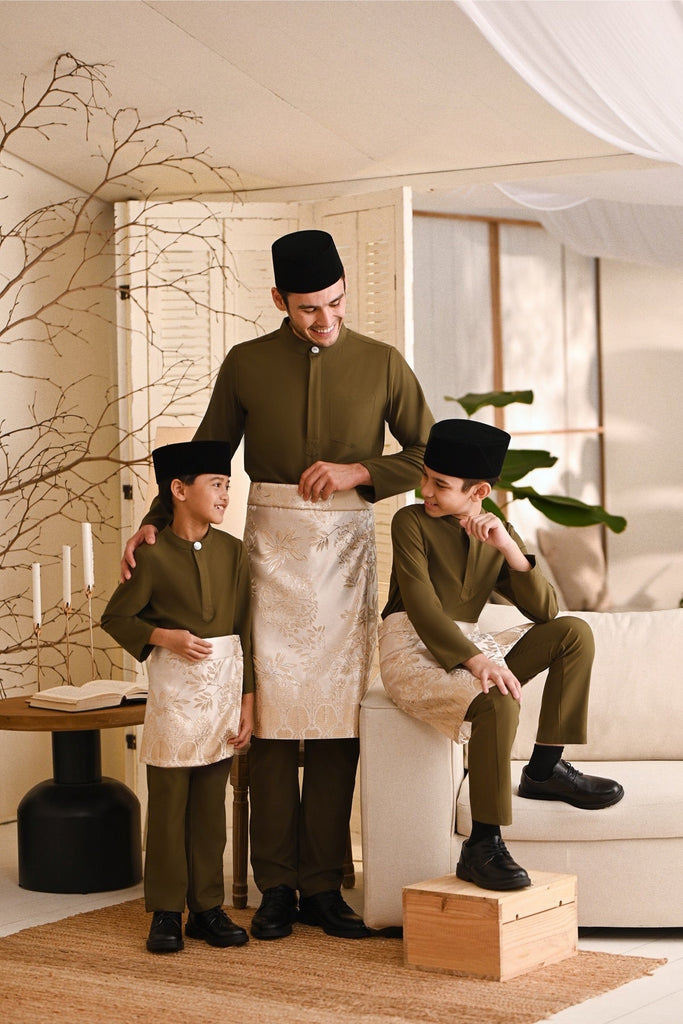 Baju Melayu Kids Light Bespoke Fit - Moss Green
