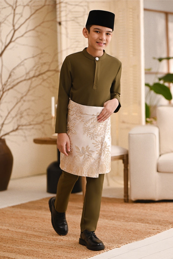Baju Melayu Kids Light Bespoke Fit - Moss Green