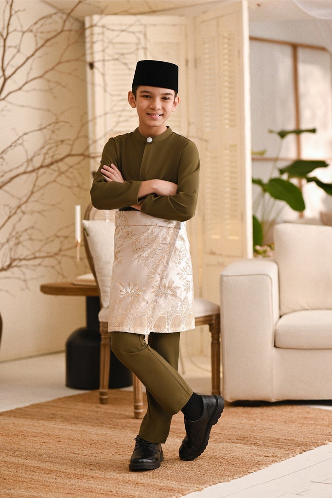 Baju Melayu Kids Light Bespoke Fit - Moss Green