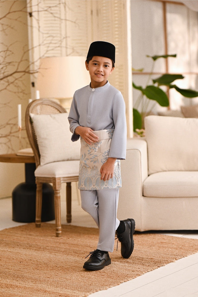 Baju Melayu Kids Light Bespoke Fit - Light Grey