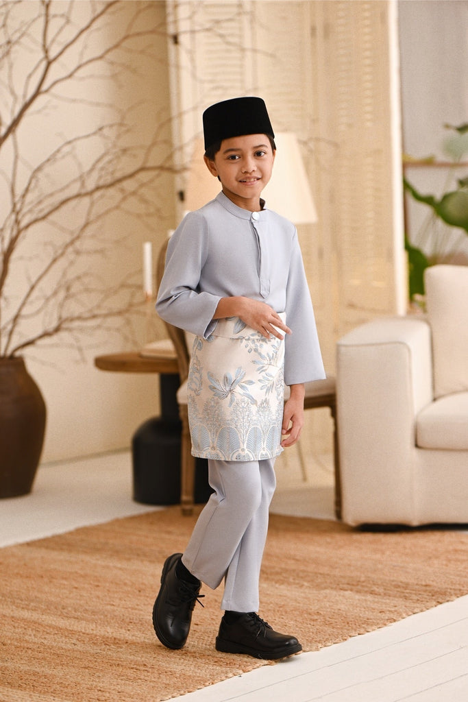 Baju Melayu Kids Light Bespoke Fit - Light Grey
