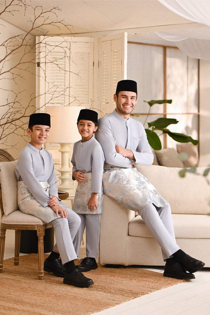 Baju Melayu Kids Light Bespoke Fit - Light Grey