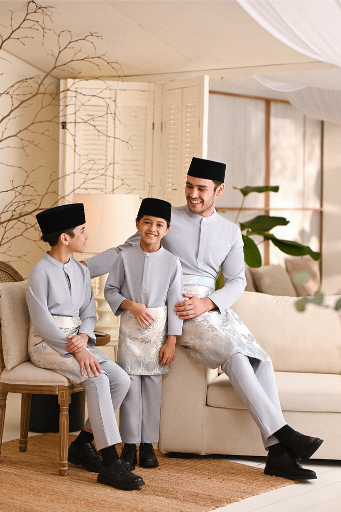 Baju Melayu Kids Light Bespoke Fit - Light Grey