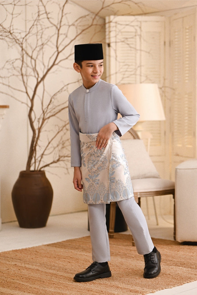 Baju Melayu Kids Light Bespoke Fit - Light Grey