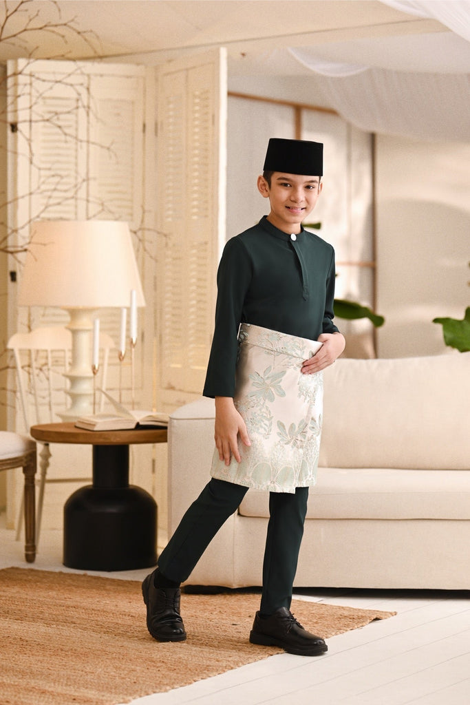Baju Melayu Kids Light Bespoke Fit - Emerald Green