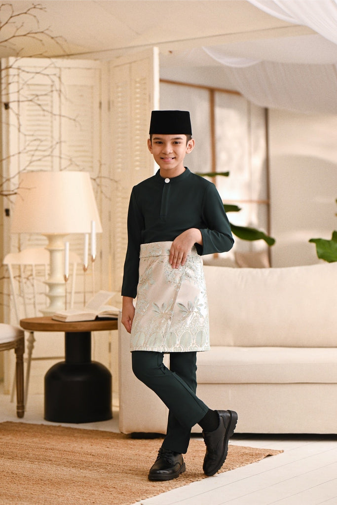Baju Melayu Kids Light Bespoke Fit - Emerald Green