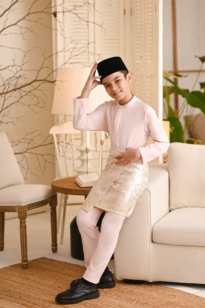 Baju Melayu Kids Light Bespoke Fit - Baby Pink