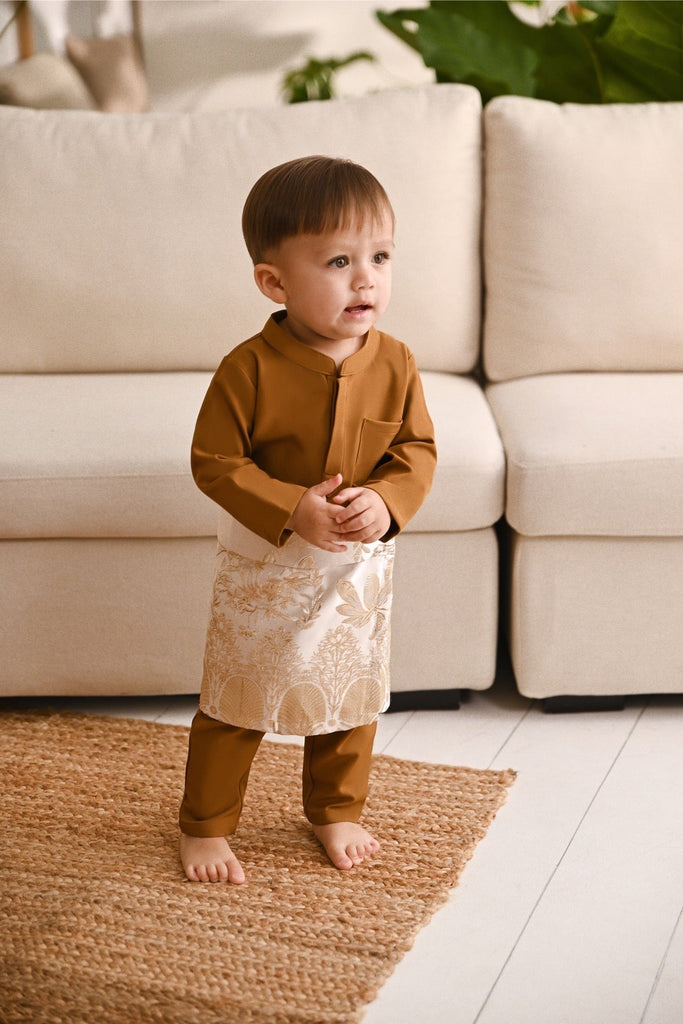 Baju Melayu Babies Light Bespoke Fit - Golden Brown