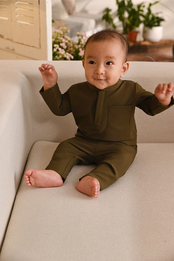 Baju Melayu Babies Light Bespoke Fit - Moss Green