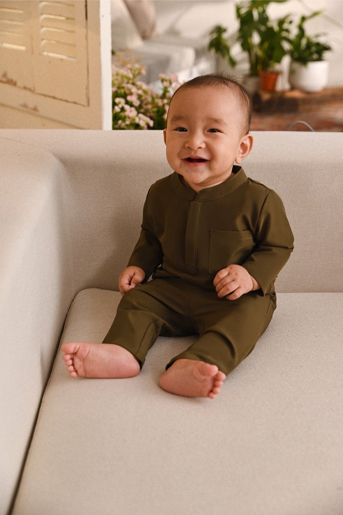 Baju Melayu Babies Light Bespoke Fit - Moss Green