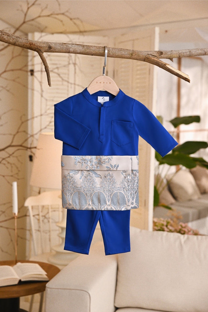 Baju Melayu Babies Natural Cotton Bespoke Fit - Royal Blue