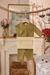 Baju Melayu Babies Luxury Bespoke Fit - Green Olive