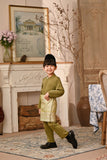 Baju Melayu Kids Luxury Bespoke Fit - Green Olive