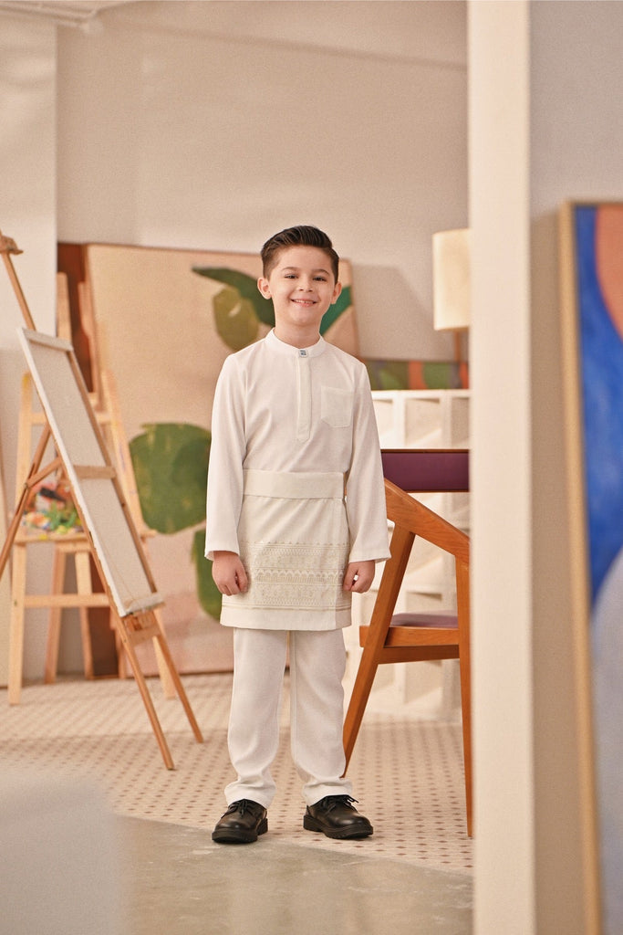 Baju Melayu Kids Couture Bespoke Fit - Off White