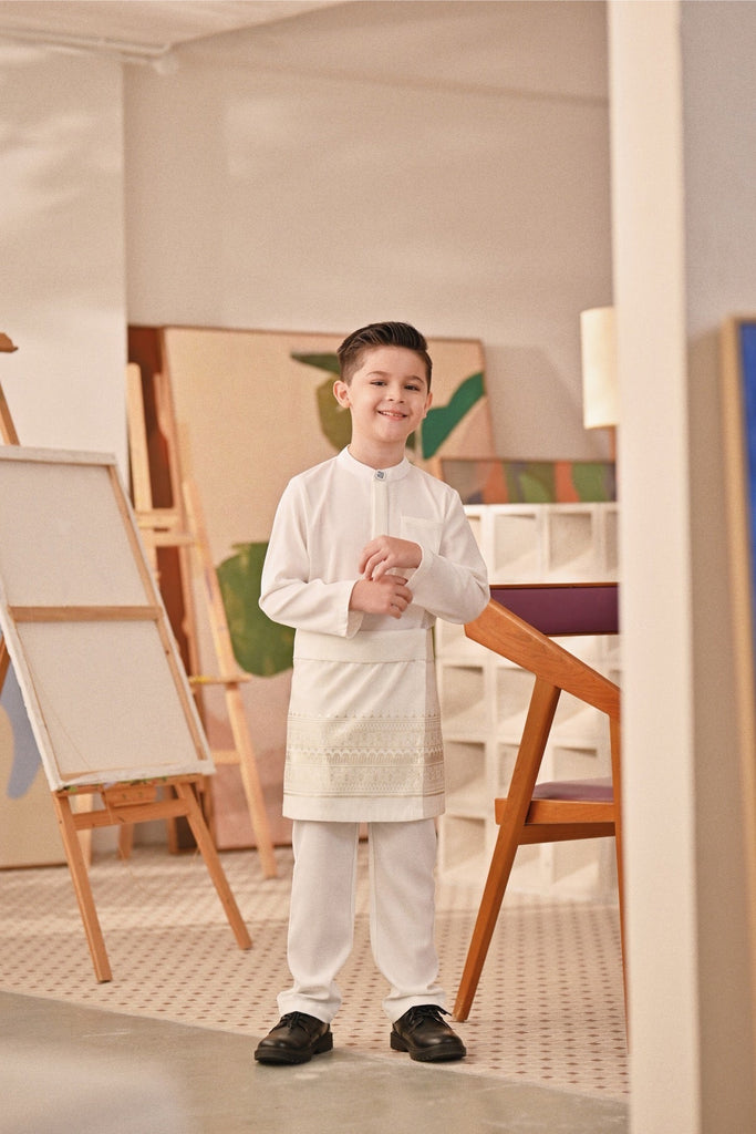 Baju Melayu Kids Couture Bespoke Fit - Off White