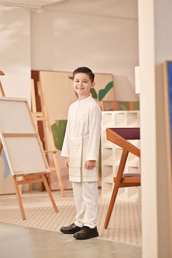Baju Melayu Kids Couture Bespoke Fit - Off White