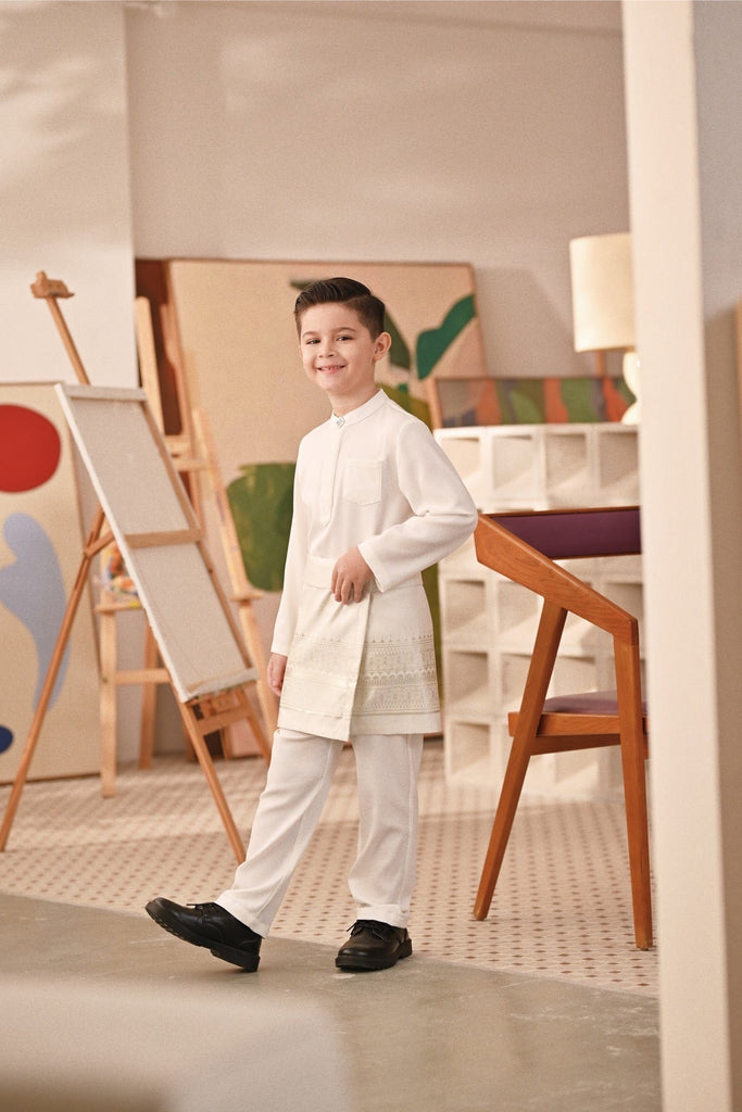 Baju Melayu Kids Couture Bespoke Fit - Off White