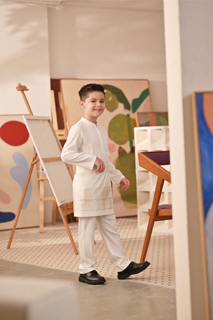 Baju Melayu Kids Couture Bespoke Fit - Off White