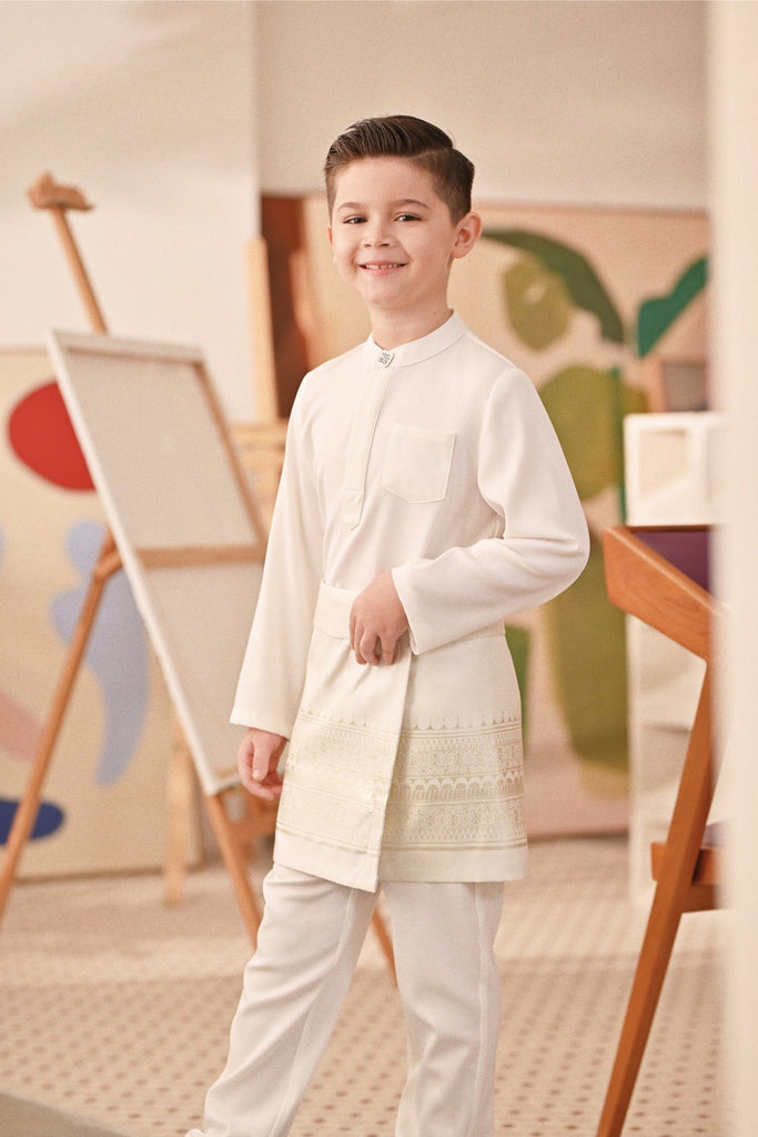 Baju Melayu Kids Couture Bespoke Fit - Off White