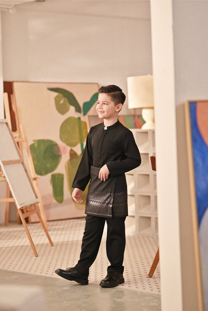 Baju Melayu Kids Couture Bespoke Fit - Black