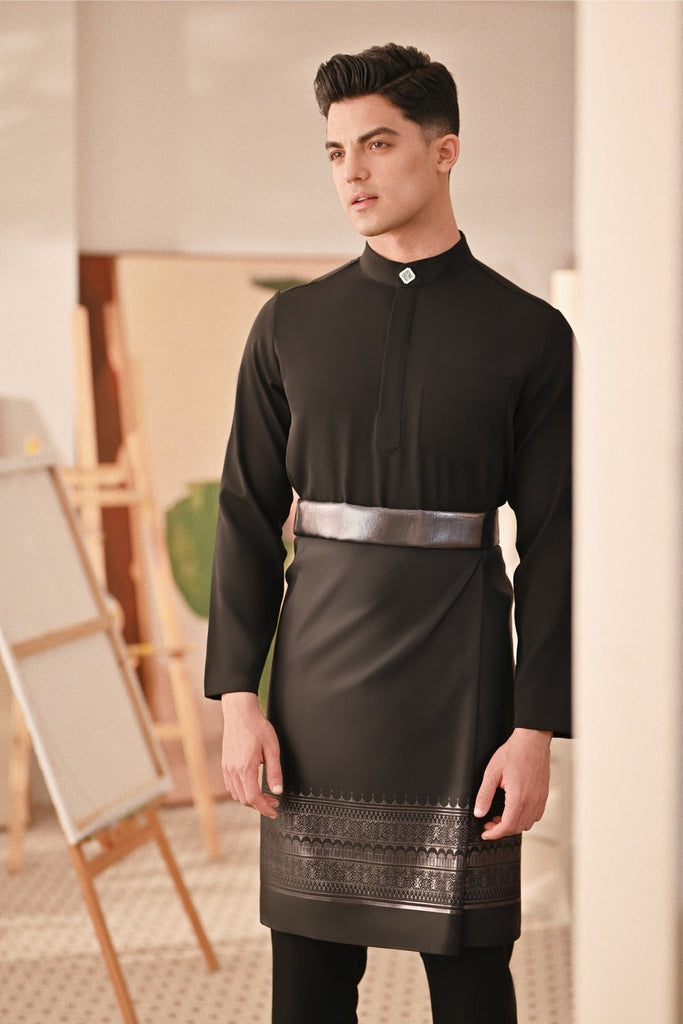 Baju Melayu Couture Slim Fit - Black
