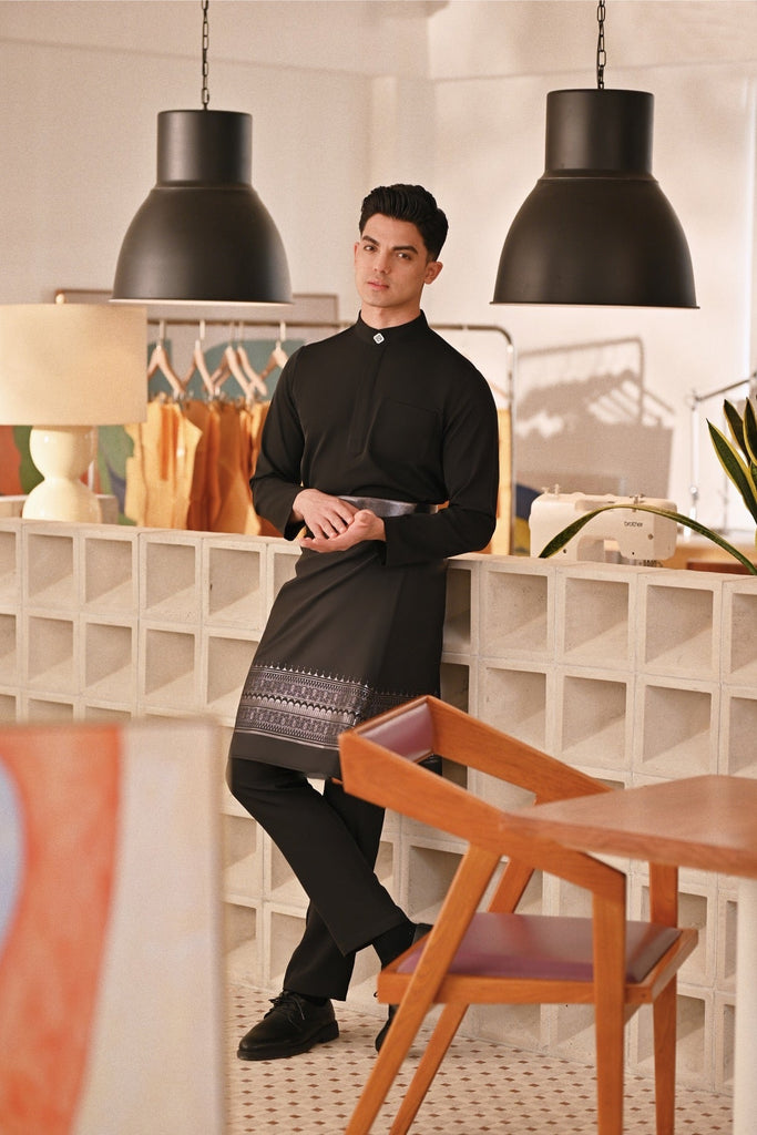 Baju Melayu Couture Slim Fit - Black