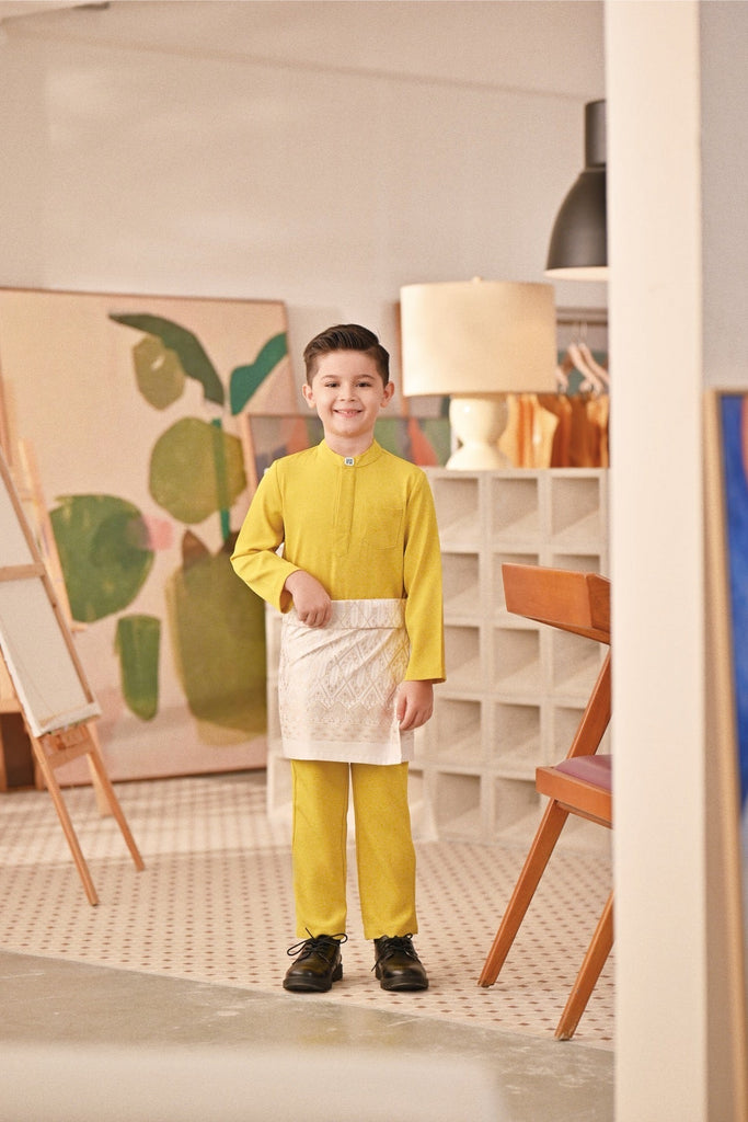 Baju Melayu Kids Couture Bespoke Fit - Maize Yellow