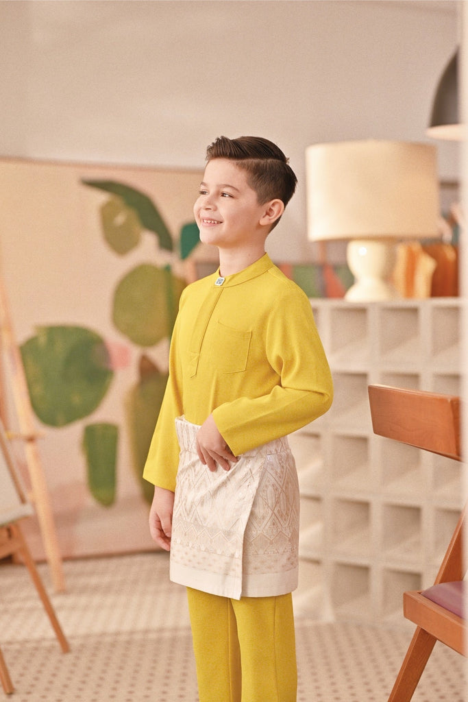 Baju Melayu Kids Couture Bespoke Fit - Maize Yellow
