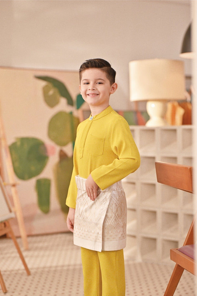 Baju Melayu Kids Couture Bespoke Fit - Maize Yellow