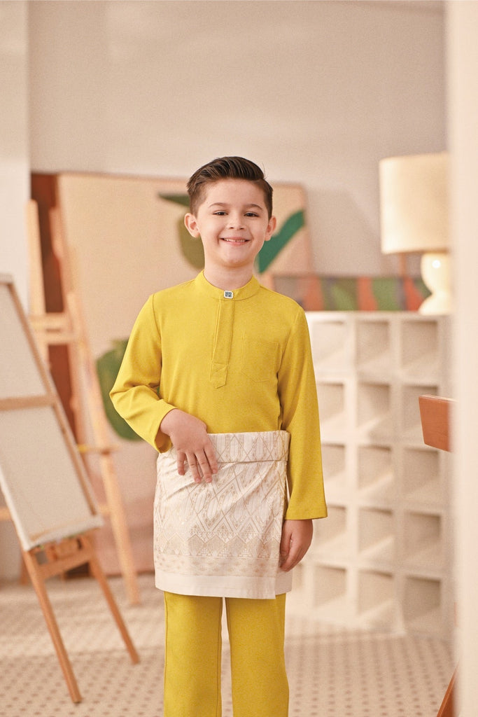 Baju Melayu Kids Couture Bespoke Fit - Maize Yellow