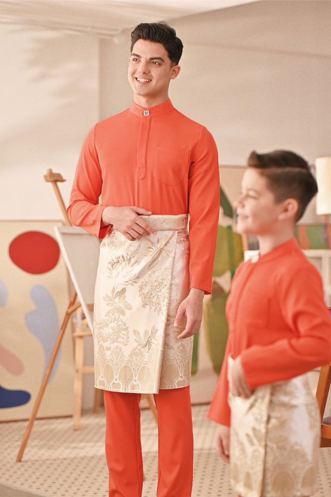 Baju Melayu Kids Couture Bespoke Fit - Orange Red