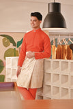 Baju Melayu Couture Slim Fit - Orange Red