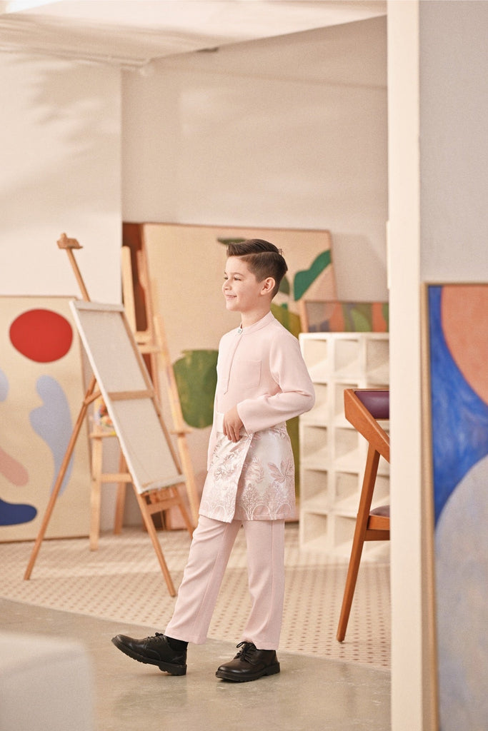 Baju Melayu Kids Couture Bespoke Fit - Baby Pink