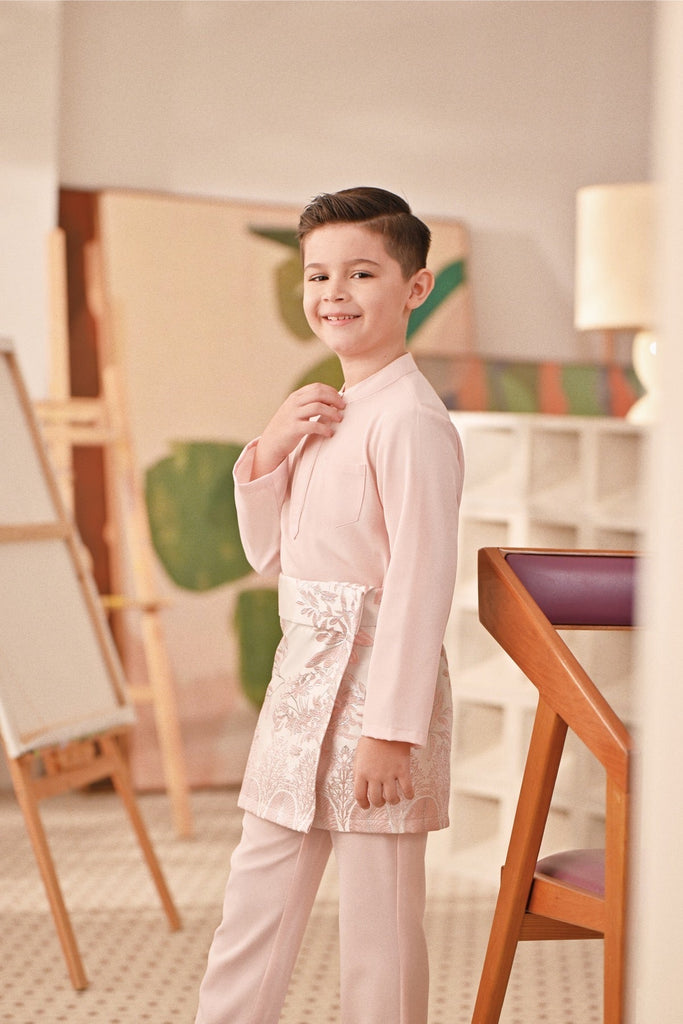 Baju Melayu Kids Couture Bespoke Fit - Baby Pink