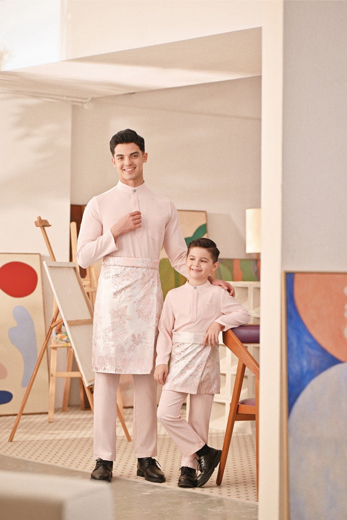 Baju Melayu Kids Couture Bespoke Fit - Baby Pink