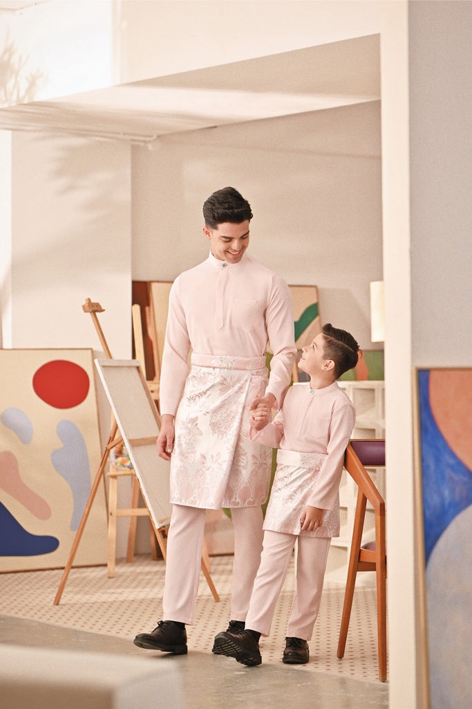 Baju Melayu Couture Slim Fit - Baby Pink