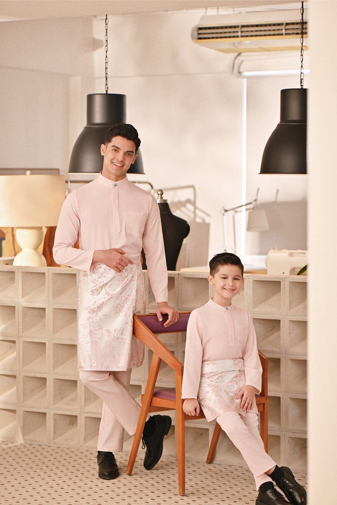 Baju Melayu Kids Couture Bespoke Fit - Baby Pink
