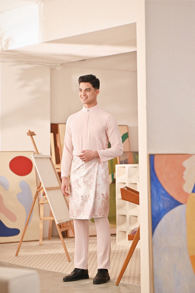 Baju Melayu Couture Slim Fit - Baby Pink