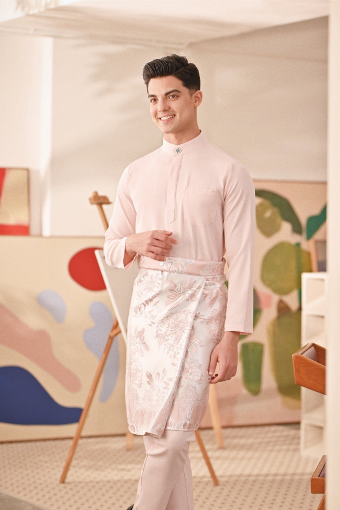 Baju Melayu Couture Slim Fit - Baby Pink
