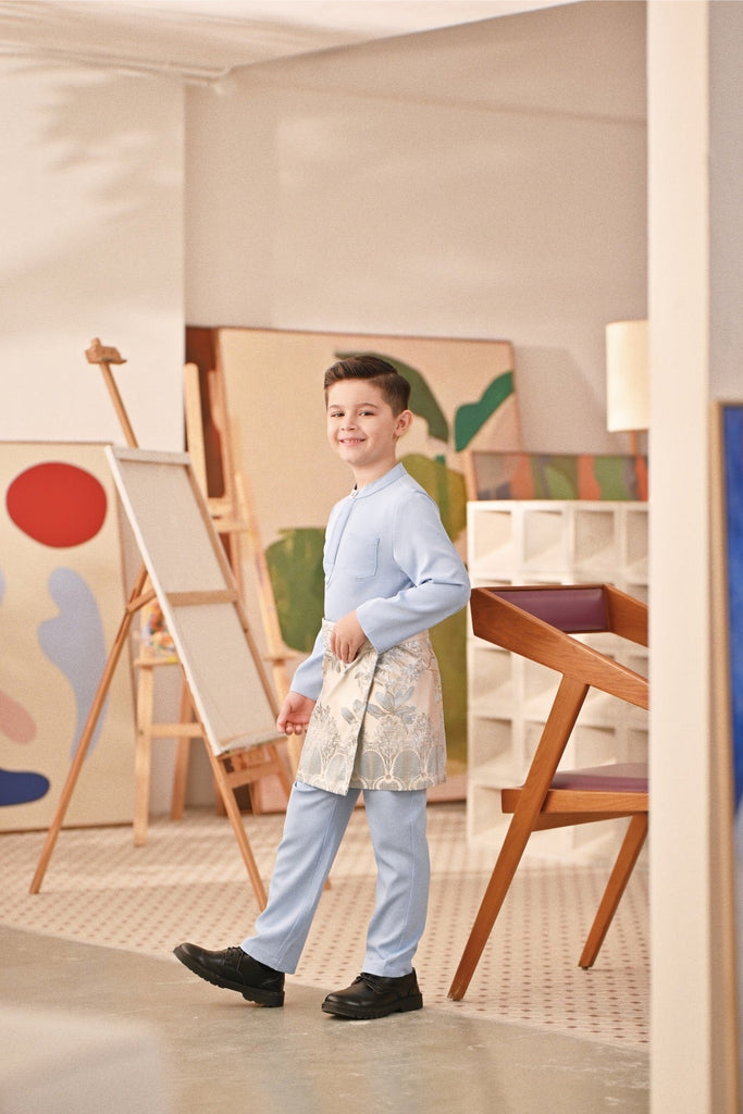 Baju Melayu Kids Couture Bespoke Fit - Ice Blue