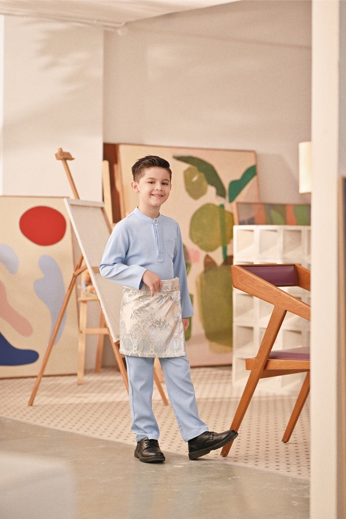 Baju Melayu Kids Couture Bespoke Fit - Ice Blue
