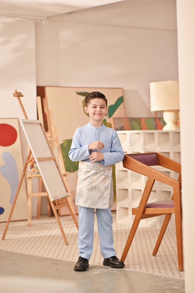 Baju Melayu Kids Couture Bespoke Fit - Ice Blue