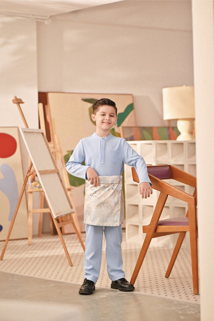 Baju Melayu Kids Couture Bespoke Fit - Ice Blue