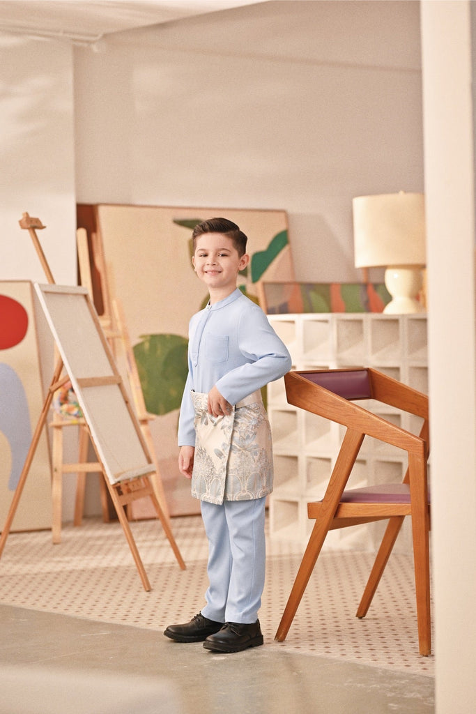 Baju Melayu Kids Couture Bespoke Fit - Ice Blue