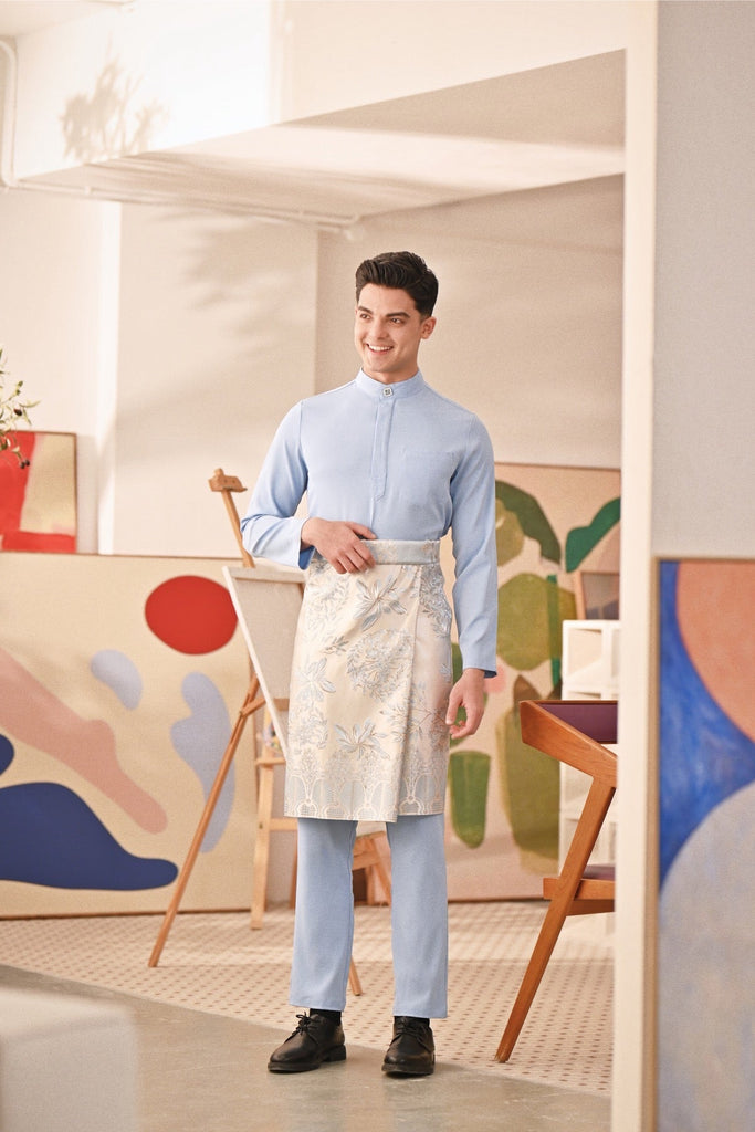 Baju Melayu Couture Slim Fit - Ice Blue
