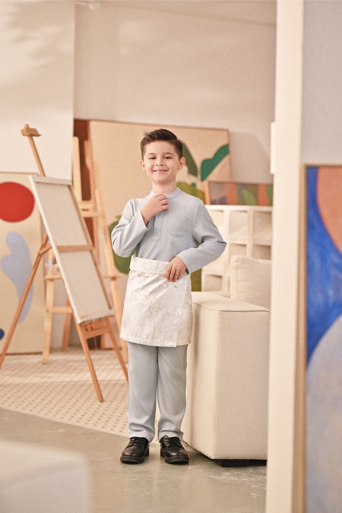 Baju Melayu Kids Couture Bespoke Fit - Pearl Blue