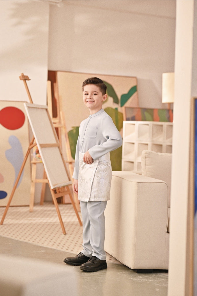 Baju Melayu Kids Couture Bespoke Fit - Pearl Blue