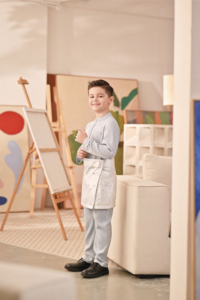 Baju Melayu Kids Couture Bespoke Fit - Pearl Blue