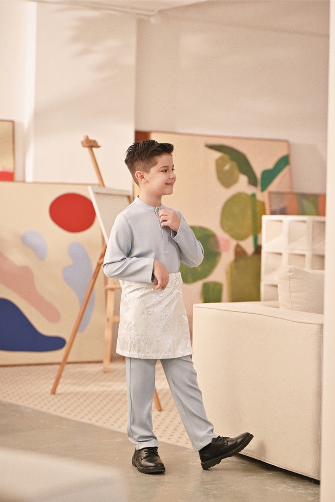 Baju Melayu Kids Couture Bespoke Fit - Pearl Blue